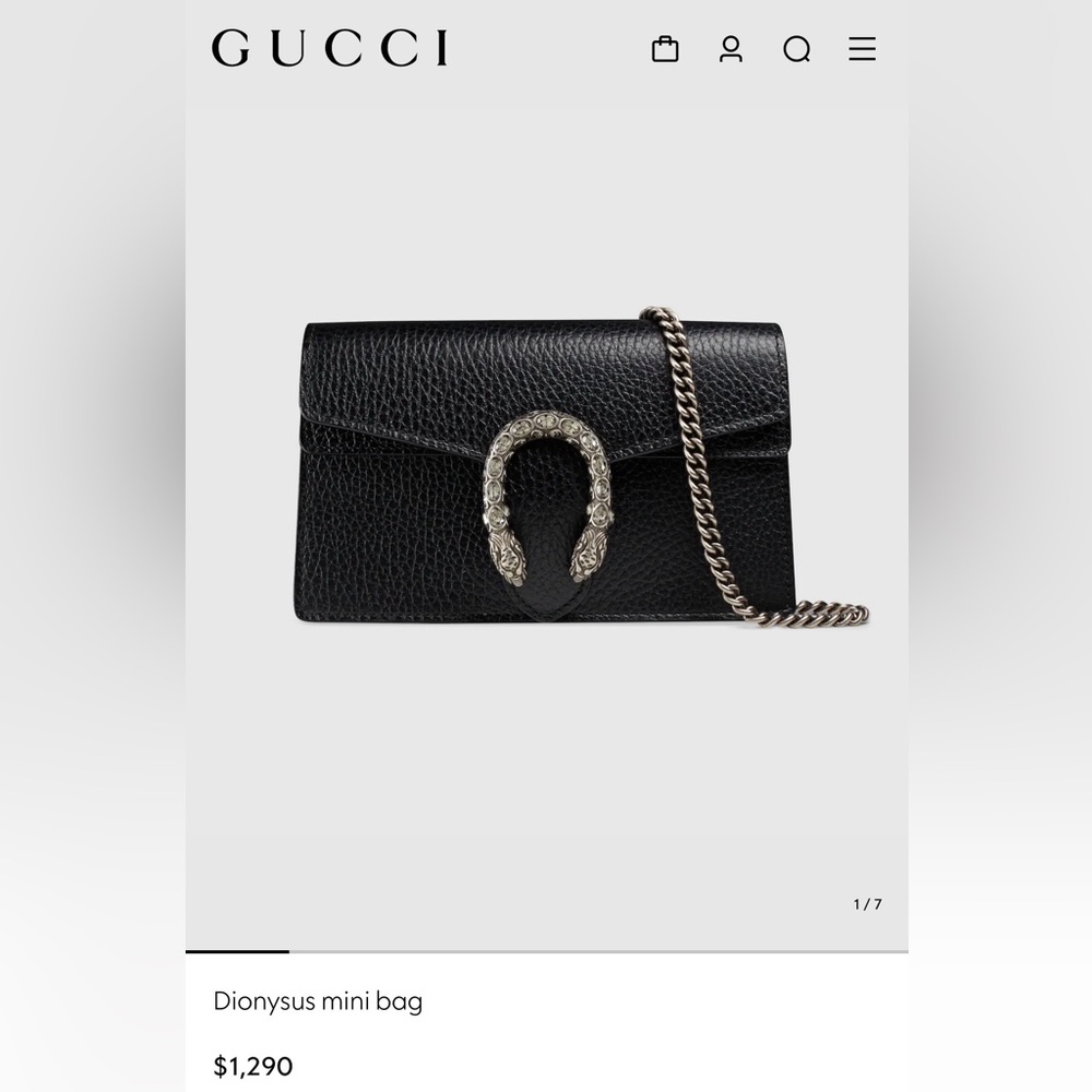Gucci Black Leather Dionysus Mini Bag